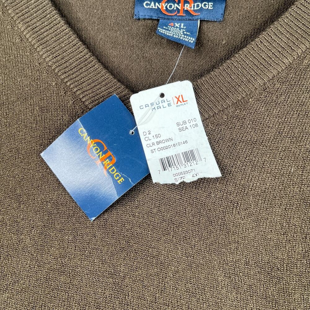 Canyon Ridge V Neck Sweater Brown Casual mens 4XL New Knit Pullover - Picture 6 of 13